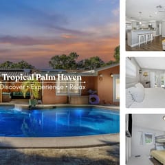 Tropical Palm Haven w/ Pool & Firepit